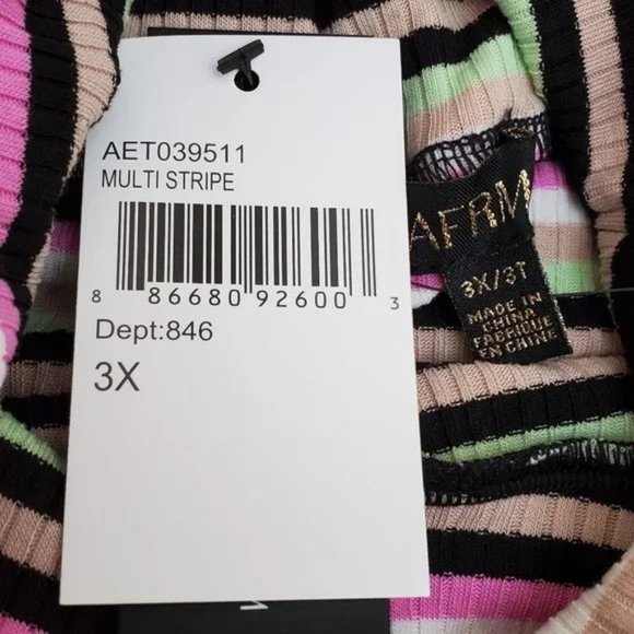 AFRM Striped Mollie Long Sleeve Drawstring Ribbed Knit Crop Top SZ 3X - Picture 4 of 10